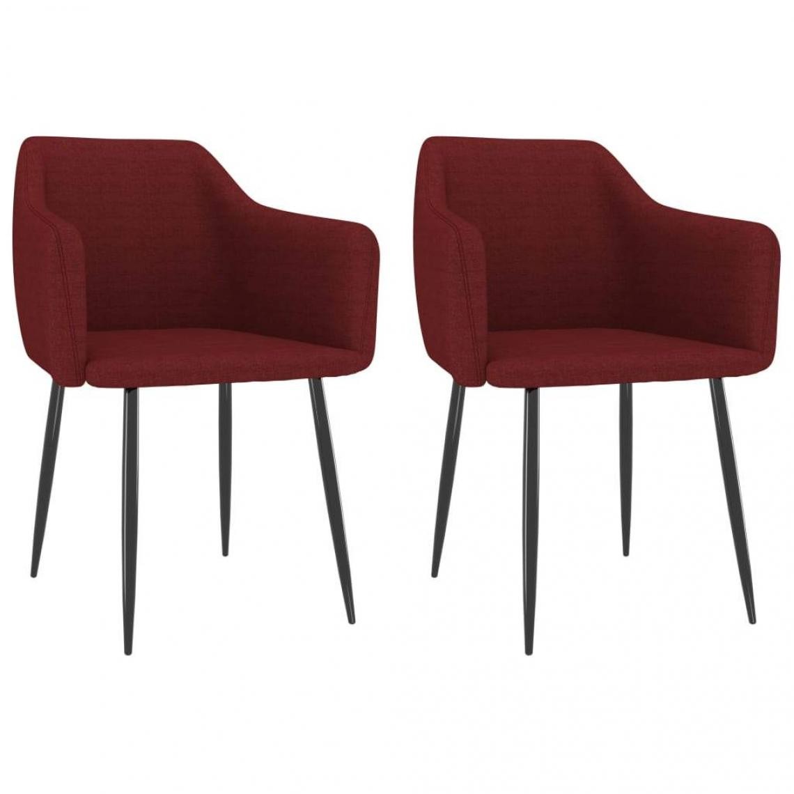 Decoshop26 - Lot de 2 chaises de salle à manger cuisine design moderne tissu rouge bordeaux CDS021001 - Chaises