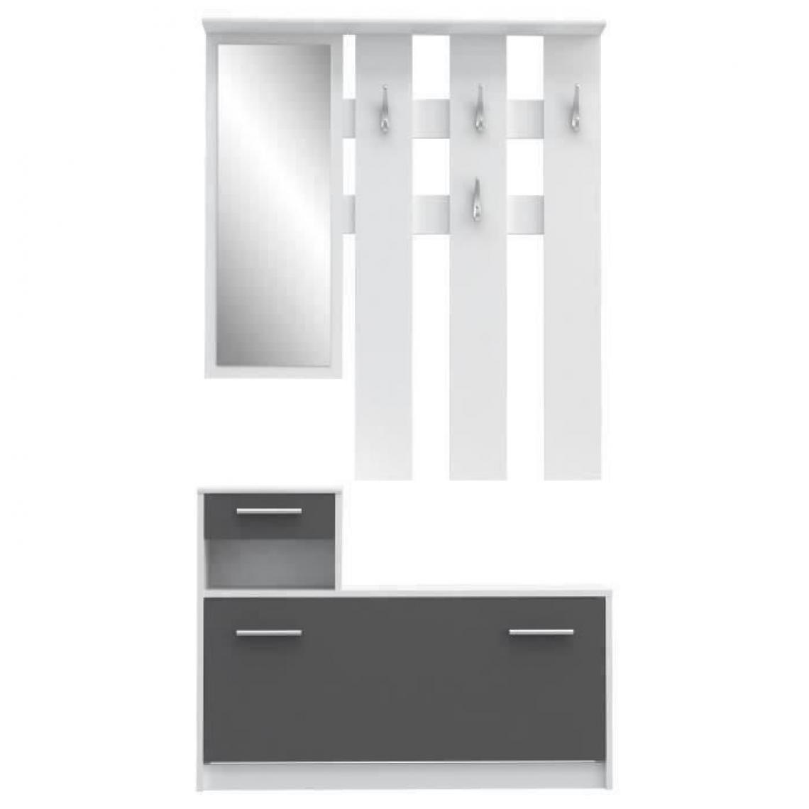 Cstore - PEILI - vestiaire d'entrée contemporain blanc et gris mat - l 97, 5 cm - Vestiaire
