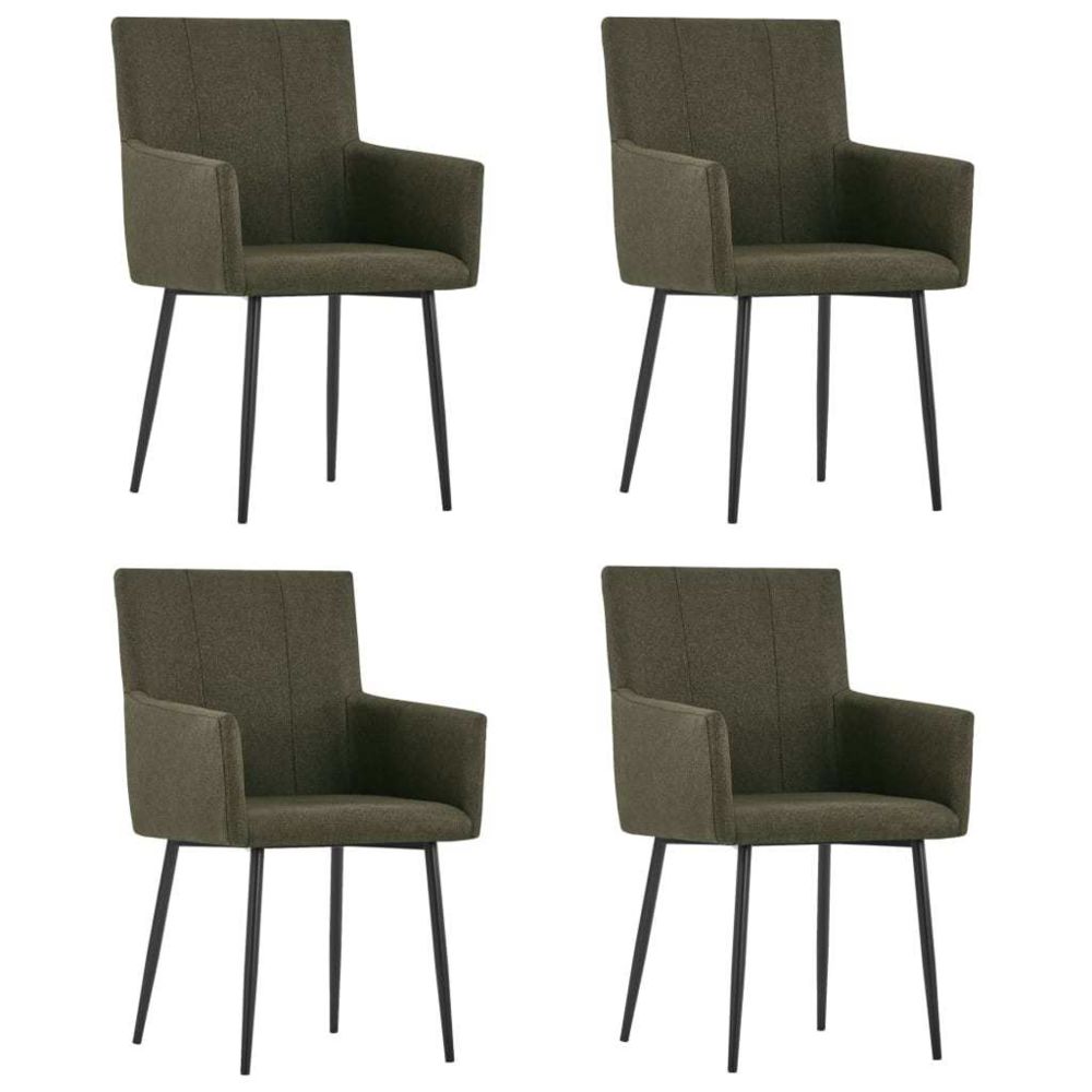 marque generique - Stylé Fauteuils et chaises reference Yaoundé Chaises de salle à manger avec accoudoirs 4 pcs Marron Tissu - Chaises