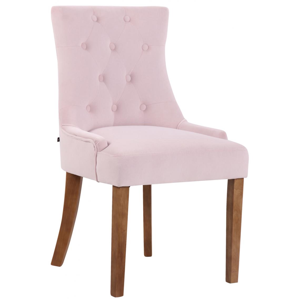 Icaverne - Admirable Chaise de salle à manger reference Avarua velours antique-light couleur rose - Chaises