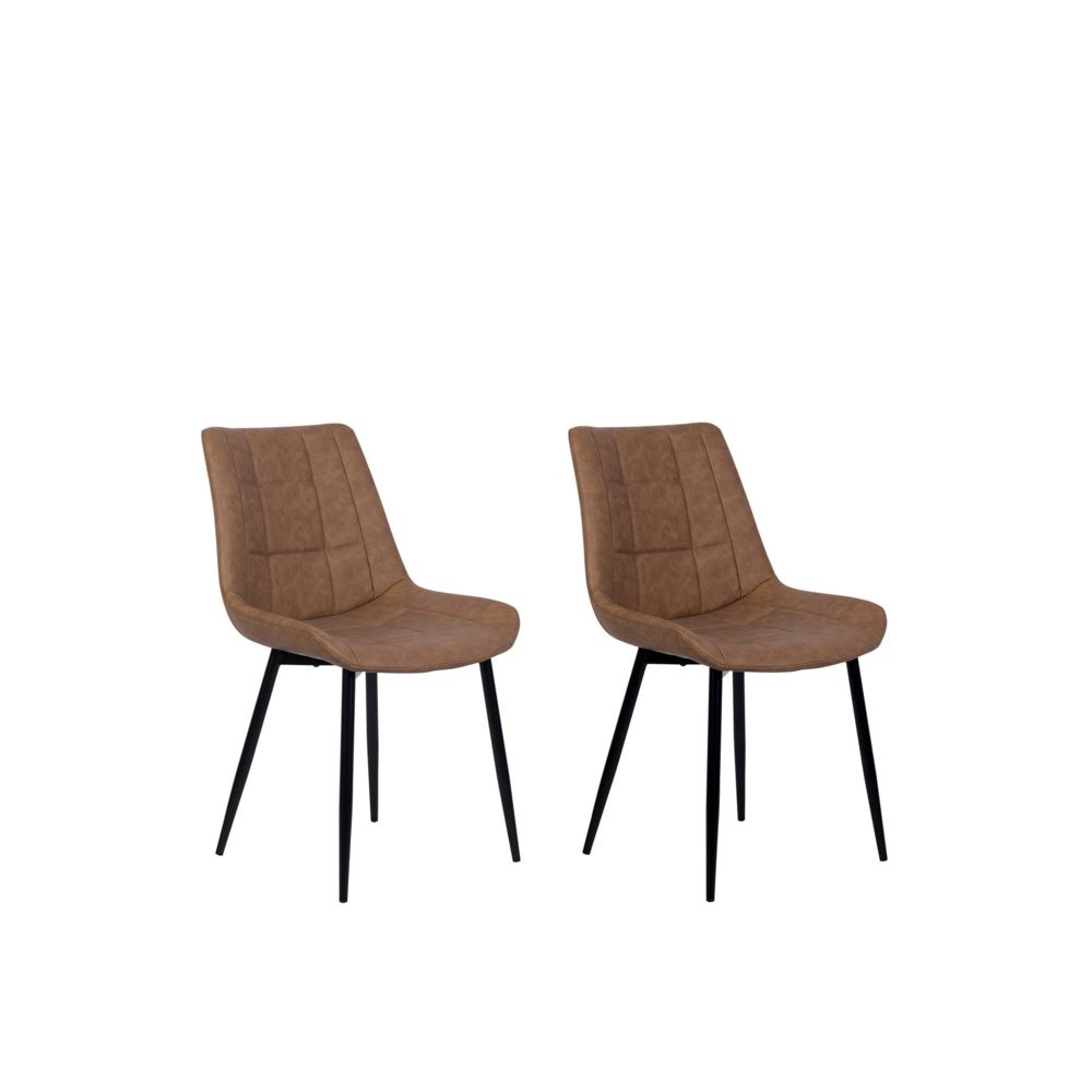 Beliani - Beliani Lot de 2 chaises en simili-cuir marron MELROSE - beige - Chaises