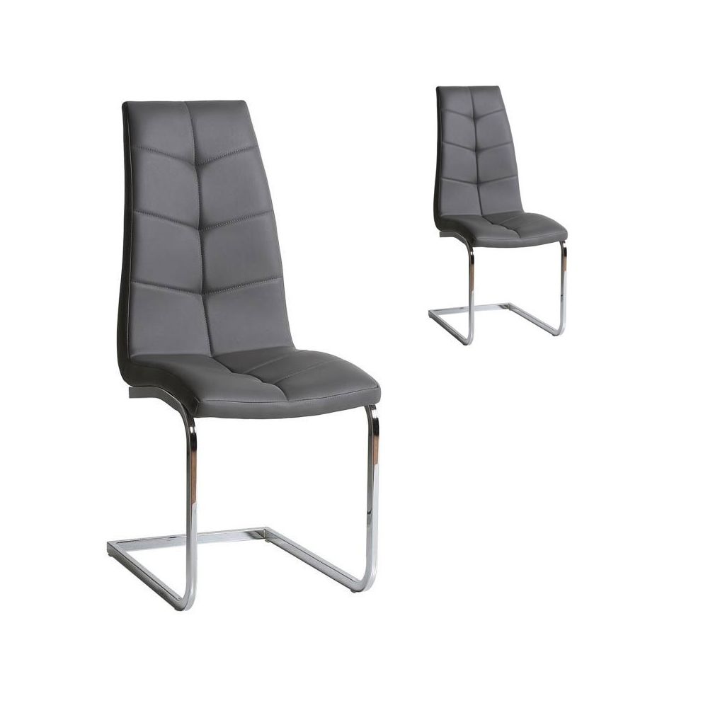 Tousmesmeubles - Duo de chaises Simili cuir Gris - SPARTACUS - Chaises