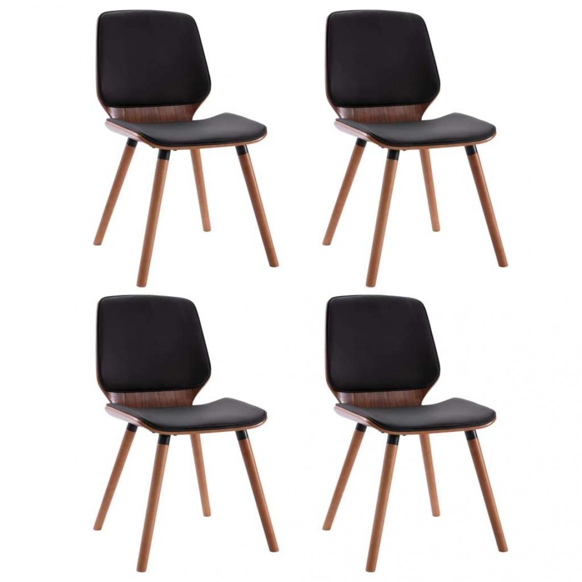 Decoshop26 - Lot de 4 chaises de salle à manger cuisine design moderne similicuir noir CDS021821 - Chaises