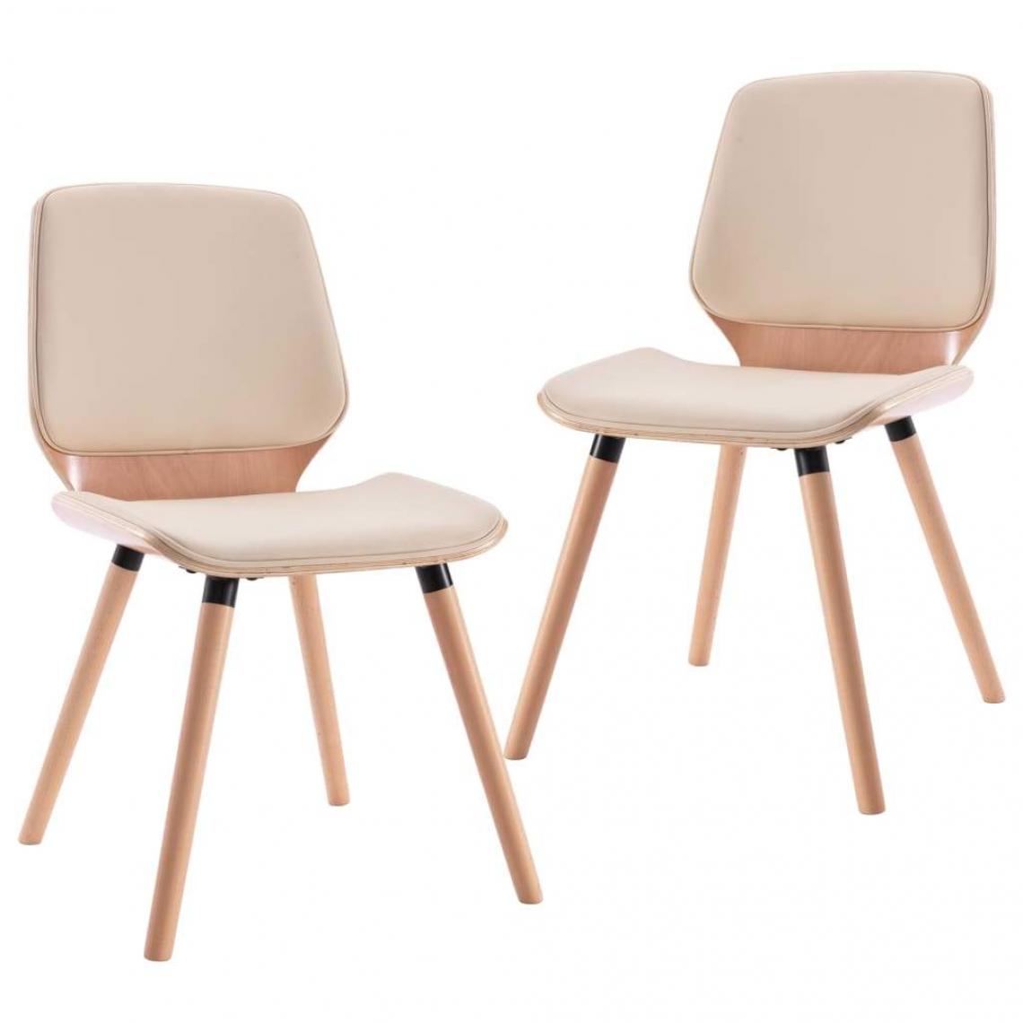 Decoshop26 - Lot de 2 chaises de salle à manger cuisine design contemporain similicuir crème CDS020421 - Chaises