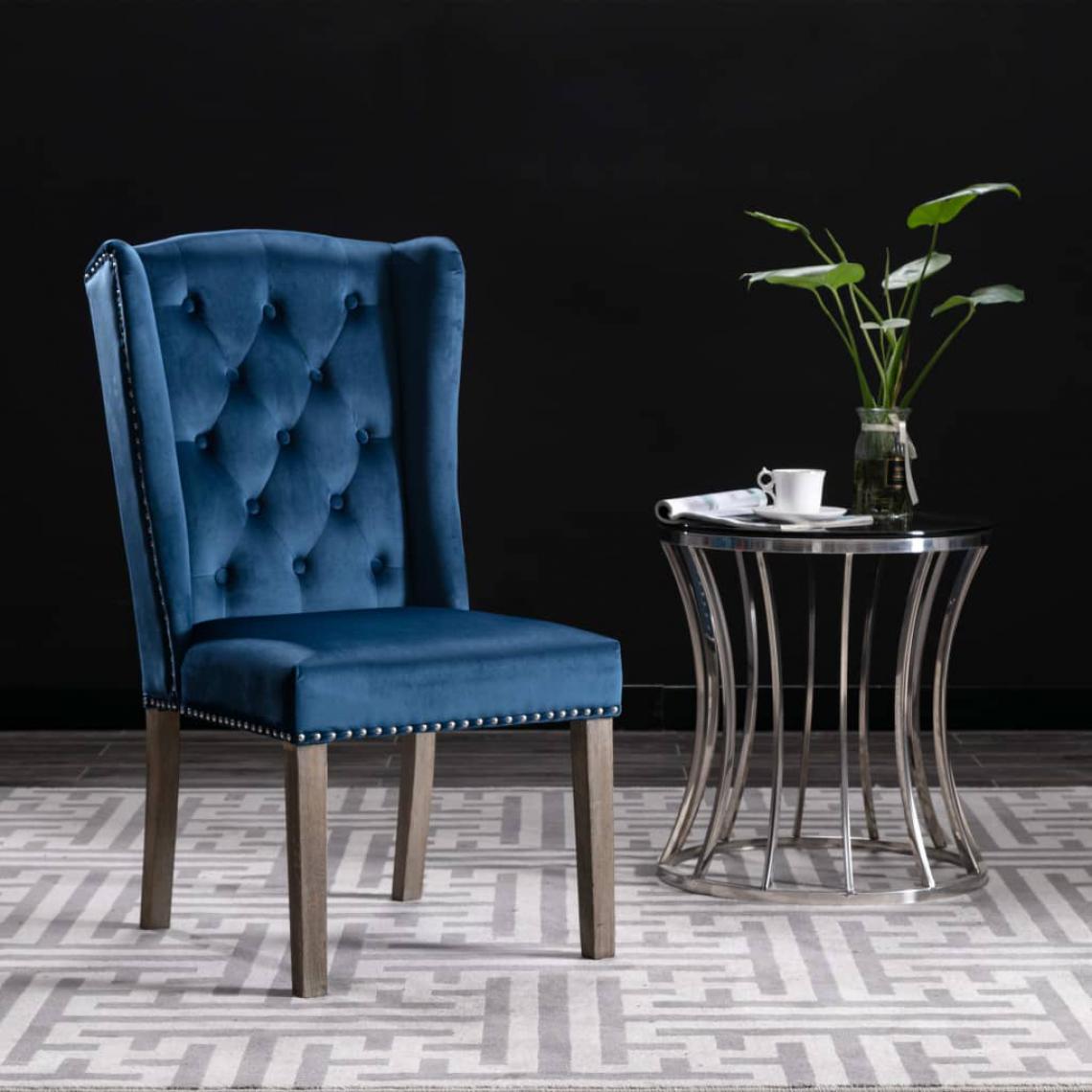 Icaverne - Joli Fauteuils et chaises collection Suva Chaise de salle à manger Bleu Velours - Chaises
