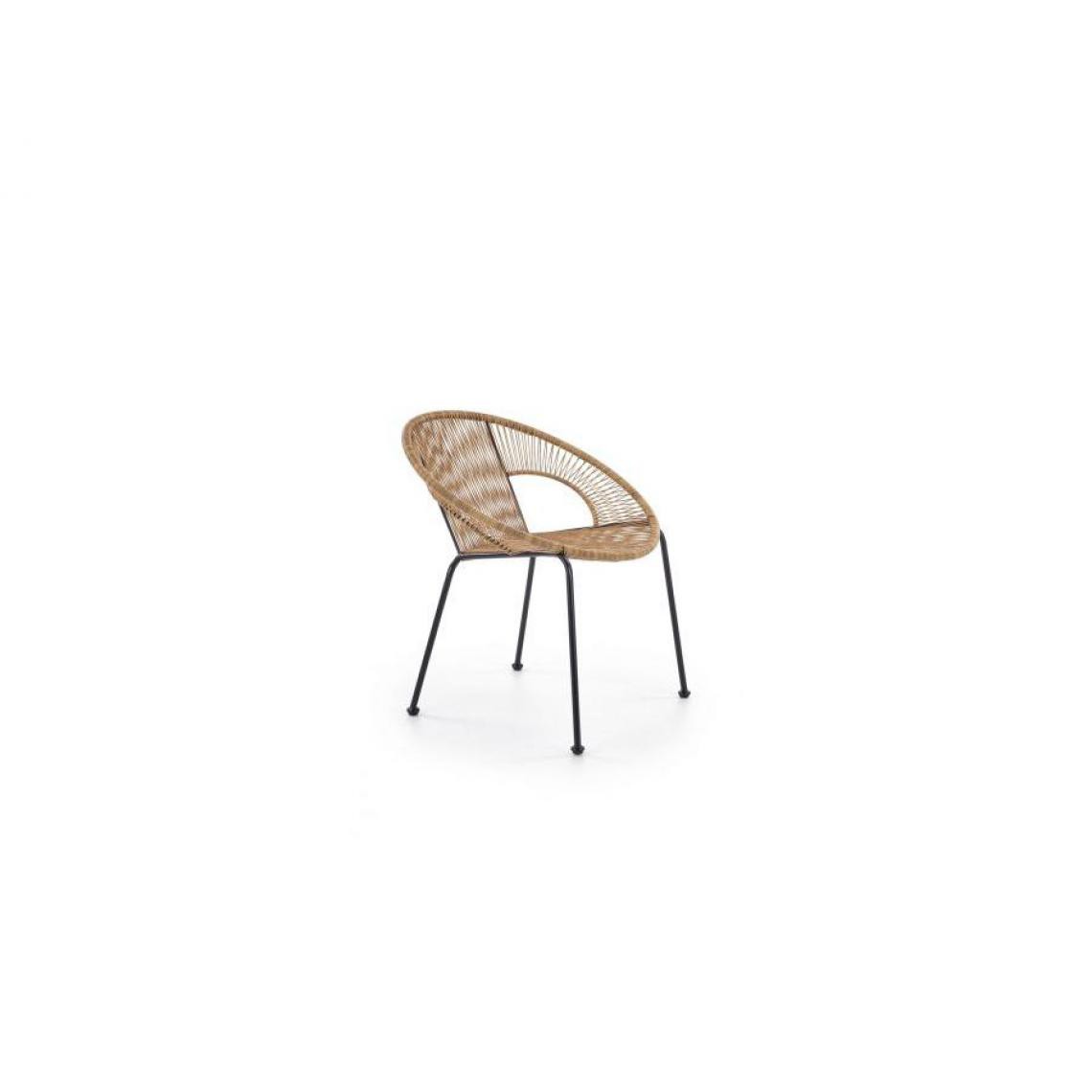 Hucoco - BARIU - Chaise style vintage/loft salon/jardin/terrasse - 74x69x60 cm - Mobilier de jardin - Marron - Chaises