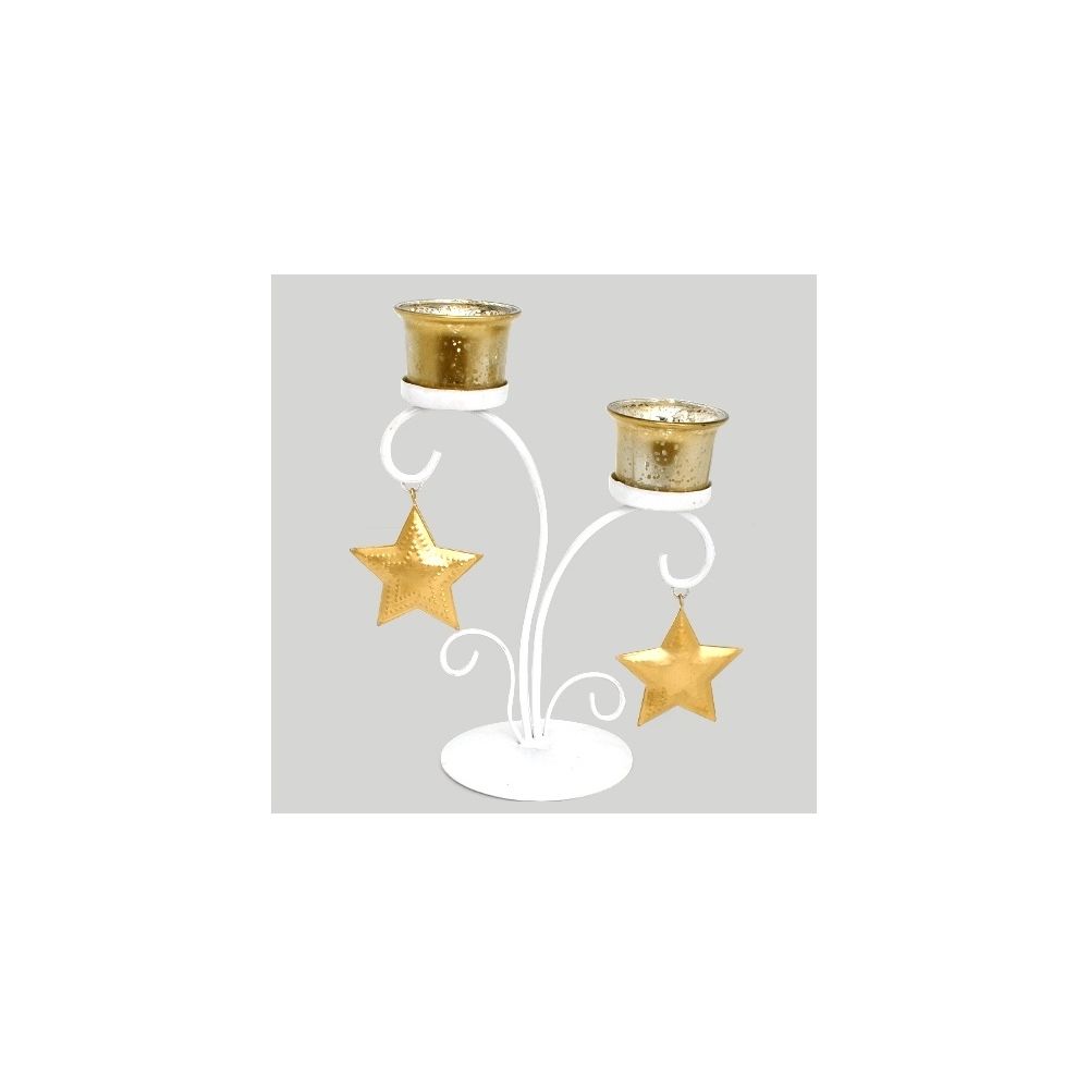 marque generique - Photophore à poser 2 bougies - Décor étoiles - Support bougies - Bougeoirs, chandeliers