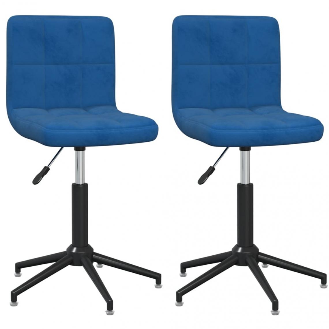 Decoshop26 - Lot de 2 chaises de salle à manger cuisine design moderne velours bleu CDS020253 - Chaises