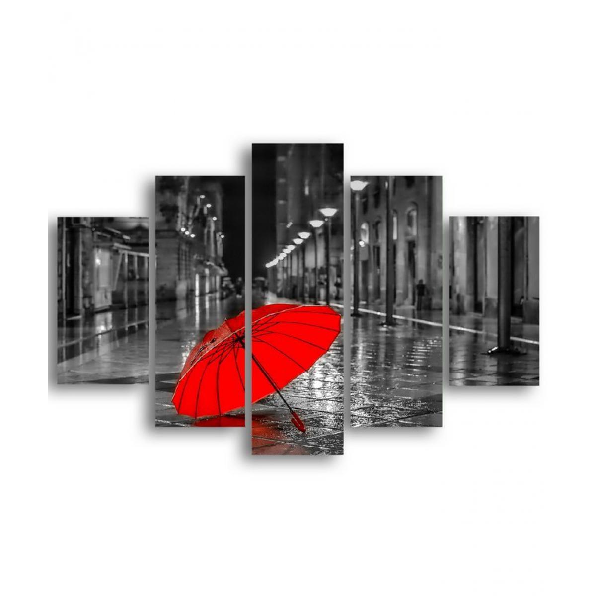 Homemania - HOMEMANIA Tableau Parapluies rouges - 5 pièces - Villes et paysages - par salon, pièce - Multicouleur en MDF, 95 x 0,3 x 60 cm - Tableaux, peintures