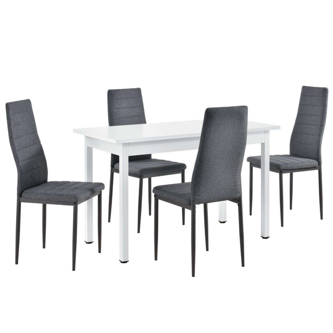 Helloshop26 - Table de salle à manger cuisine 120 cm avec 4 chaises MDF acier blanc et gris 03_0004248 - Tables à manger