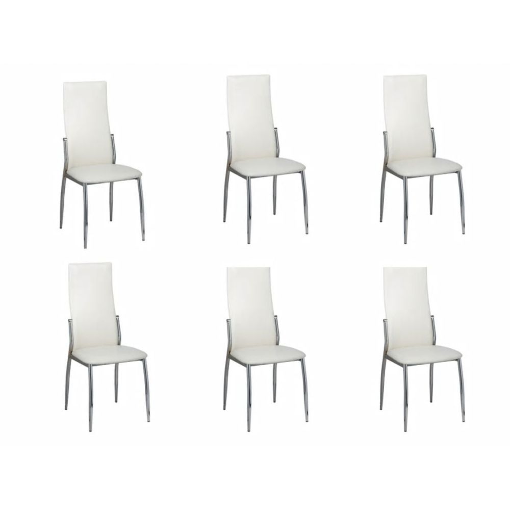 marque generique - Inedit Fauteuils collection La Havane Chaise de salle à manger 6 pcs Chrome Blanc Cuir synthétique - Chaises