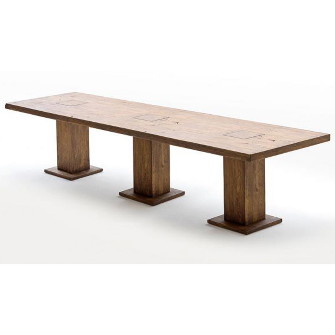 Pegane - Table à manger en chêne massif laqué bassano - L.300 x H.76 x P.120 cm -PEGANE- - Tables à manger