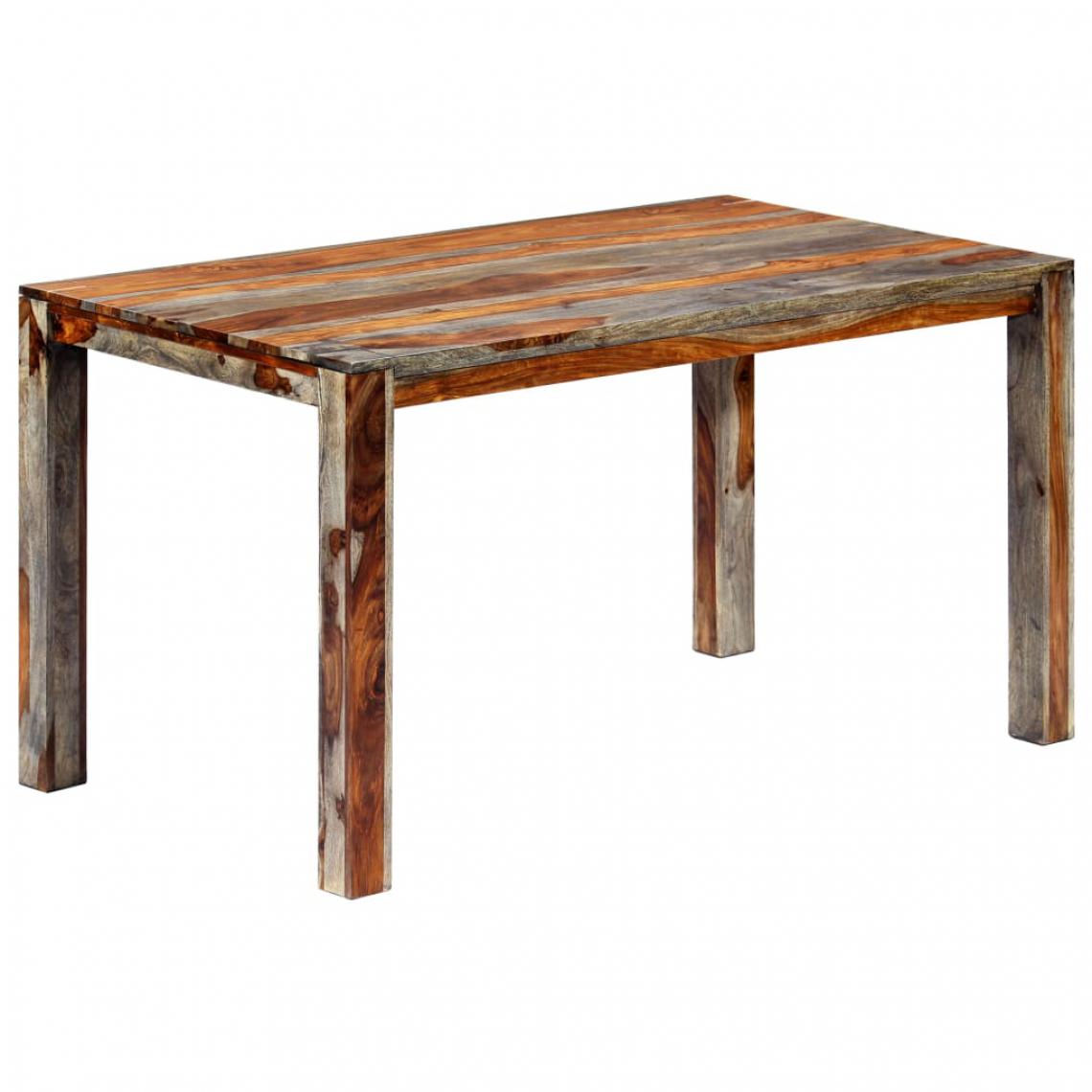 Chunhelife - Table de salle à manger Gris 140x70x76 cm Bois de Sesham solide - Tables à manger