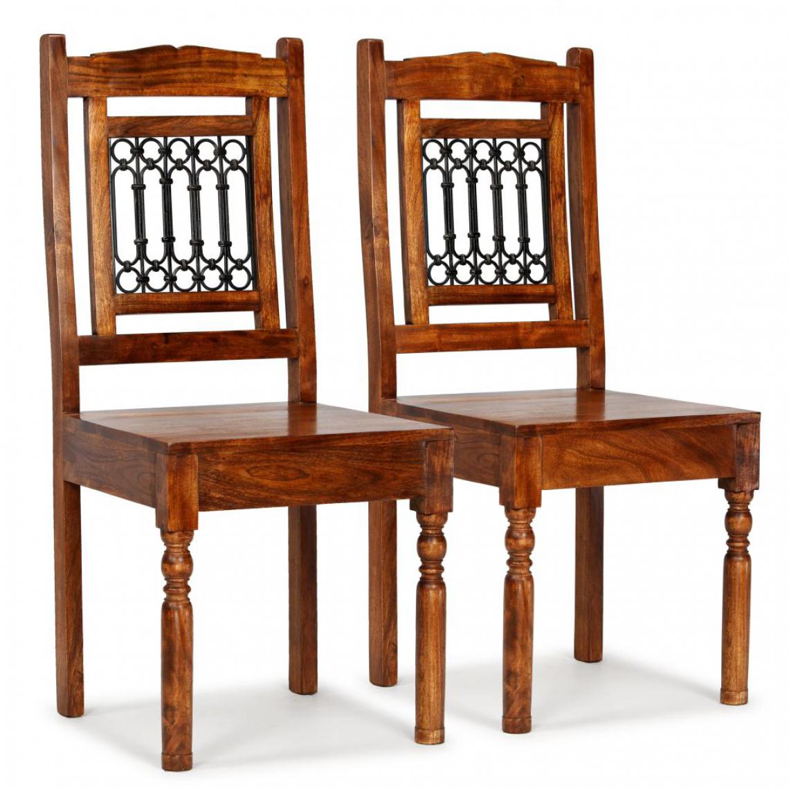 Decoshop26 - Lot de 2 chaises de salle à manger cuisine bois massif avec finition Sesham CDS020115 - Chaises