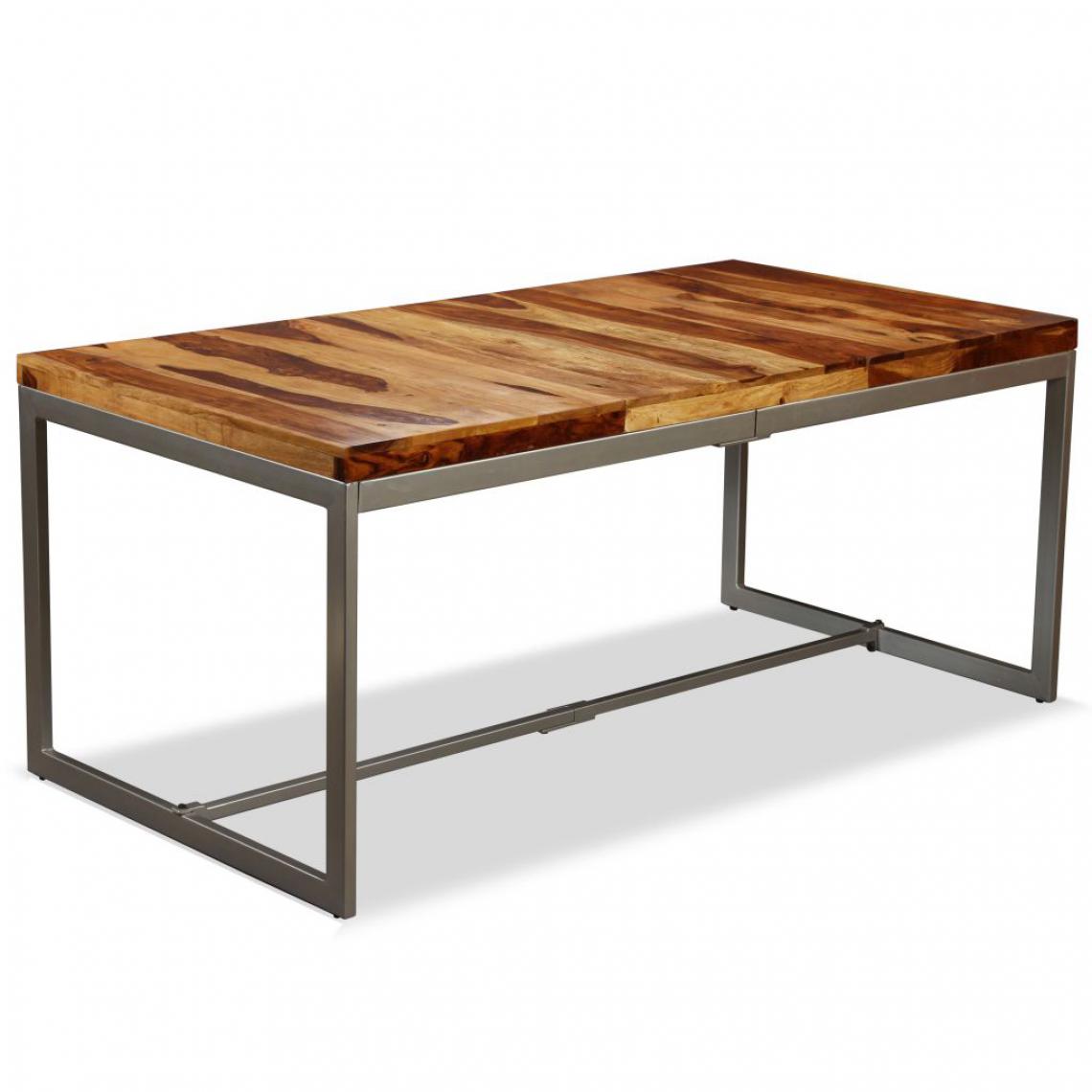 Vidaxl - vidaXL Table de salle à manger Bois massif de Sesham et acier 180 cm - Tables à manger