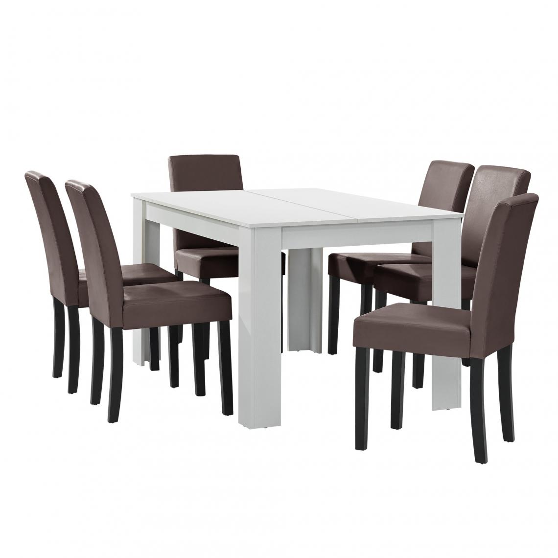 Helloshop26 - Table à manger avec 6 chaises marron 140 x 90 cm brun 03_0004023 - Tables à manger