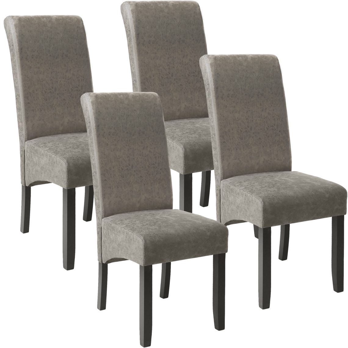 Tectake - Lot de 4 chaises aspect cuir - gris marbré - Chaises