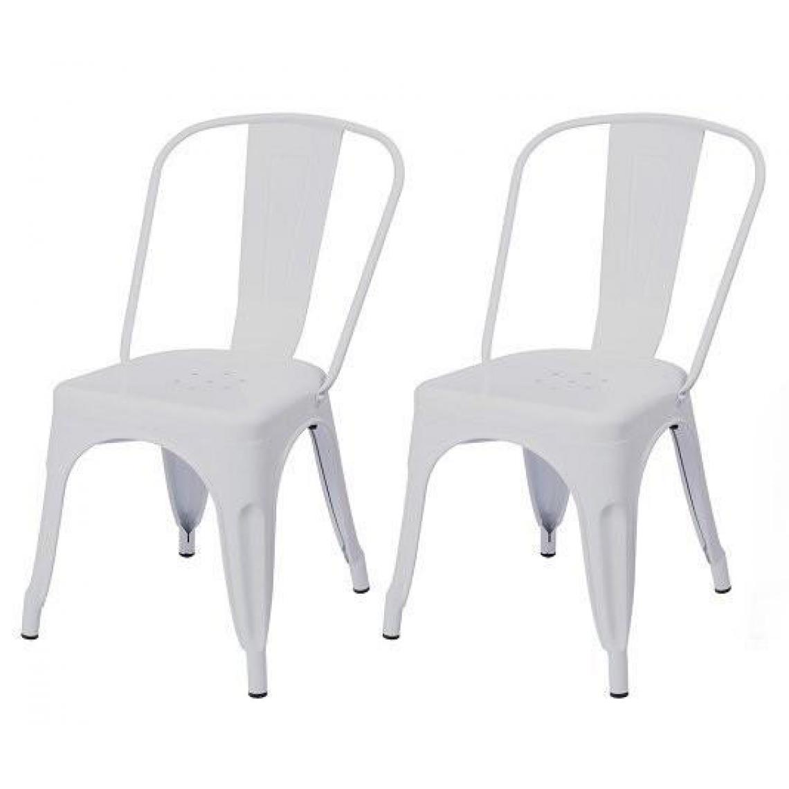Decoshop26 - Lot de 2 chaises de salle à manger style industriel factory métal blanc CDS09004 - Chaises