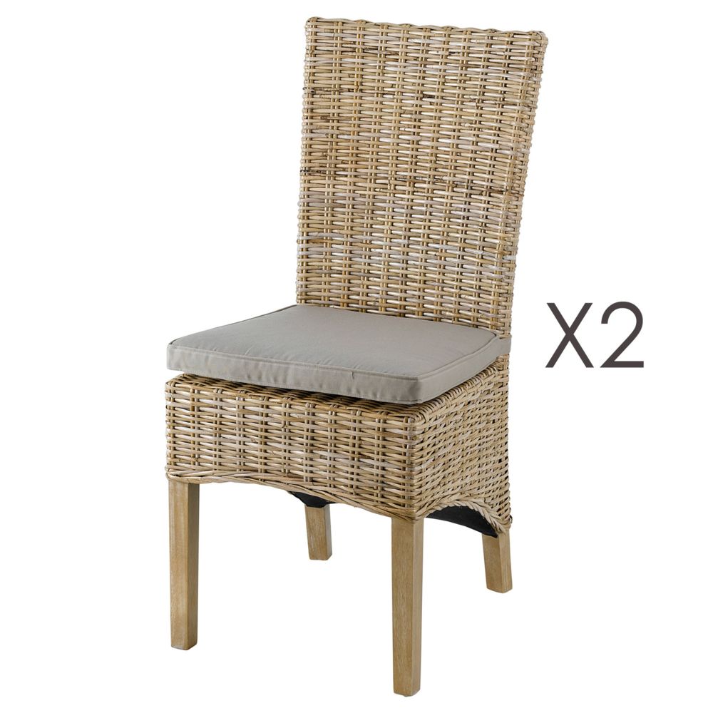 marque generique - Lot de 2 chaises en kubu pieds teck teinté lin - SUCCESS - Chaises