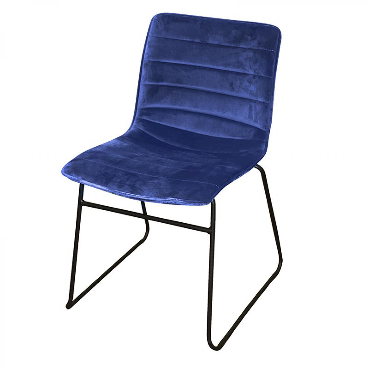 Urban Living - Chaise en velours côtelé bleu profond Brooklyn - Chaises