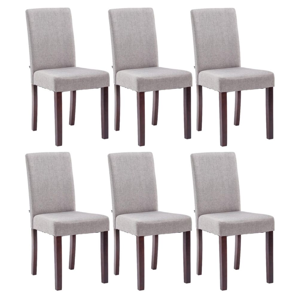 La Chaiserie - Lot de 6 Chaise de salle à manger en tissu cappuccino, gris clair Mya - Chaises