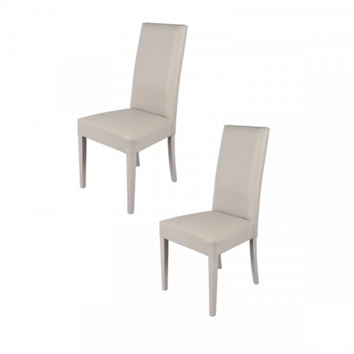 Dansmamaison - Duo de chaises en similicuir Gris clair - VENISE - L 54 x l 46 x H 99 cm - Chaises