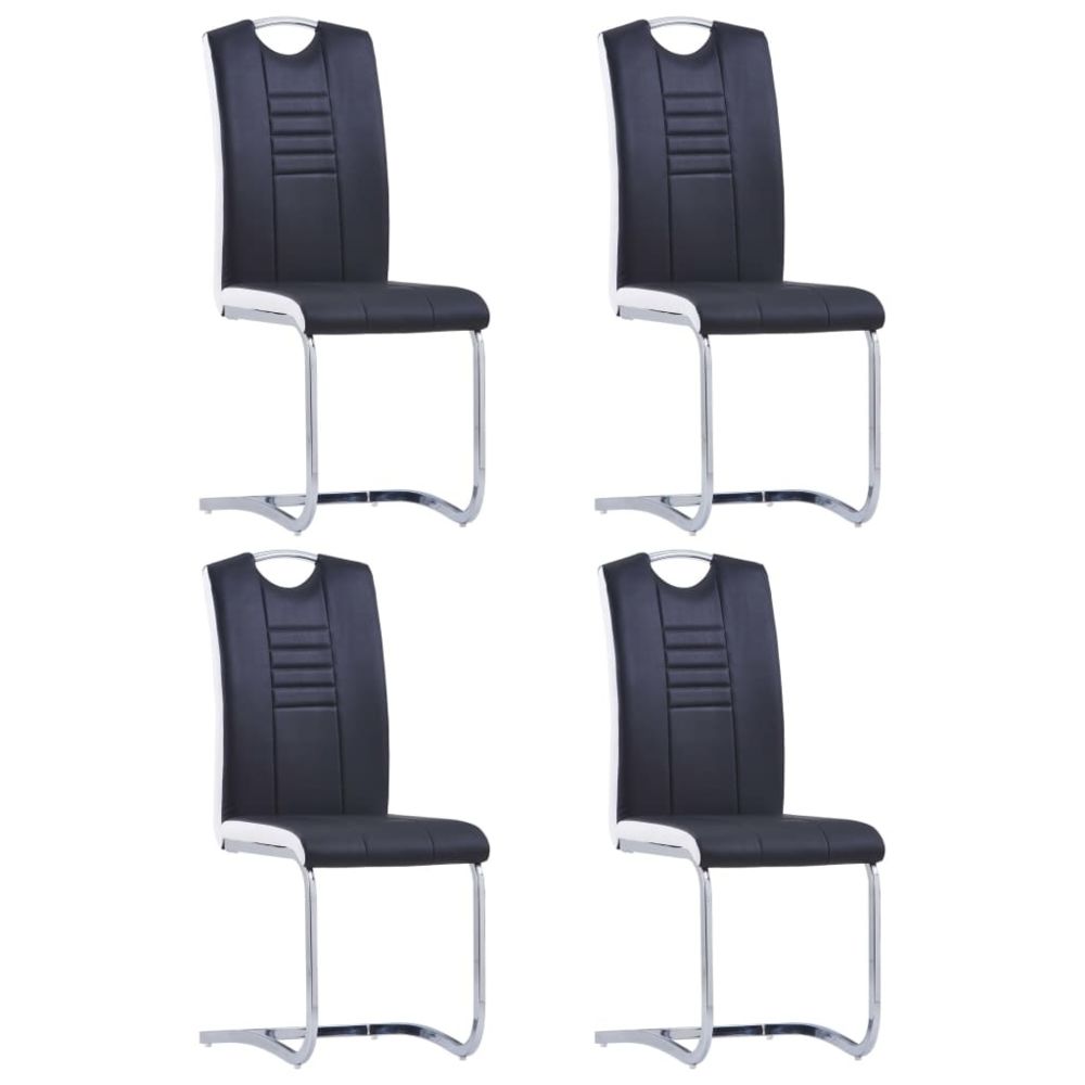 marque generique - Stylé Fauteuils et chaises ligne Paris Chaises de salle à manger 4 pcs Noir Similicuir - Chaises