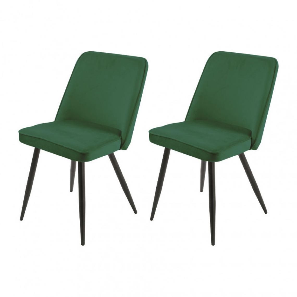 Meubletmoi - Lot de 2 chaises en velours vert avec piètement en métal noir - TELLY - Chaises