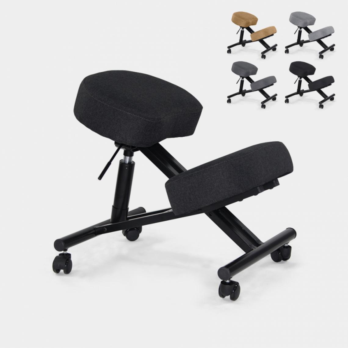 Bodyline - Healt And Massage - Chaise orthopédique suédoise ergonomique en tissu et en métal Balance Lux, Couleur: Noir - Chaises