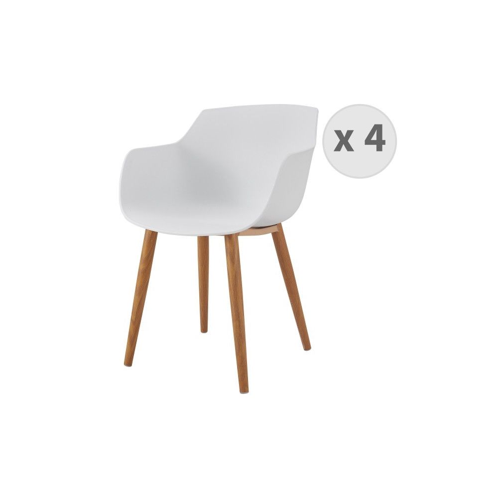 Moloo - ANDREA-Chaise scandinave blanc pied métal effet bois (x4) - Chaises