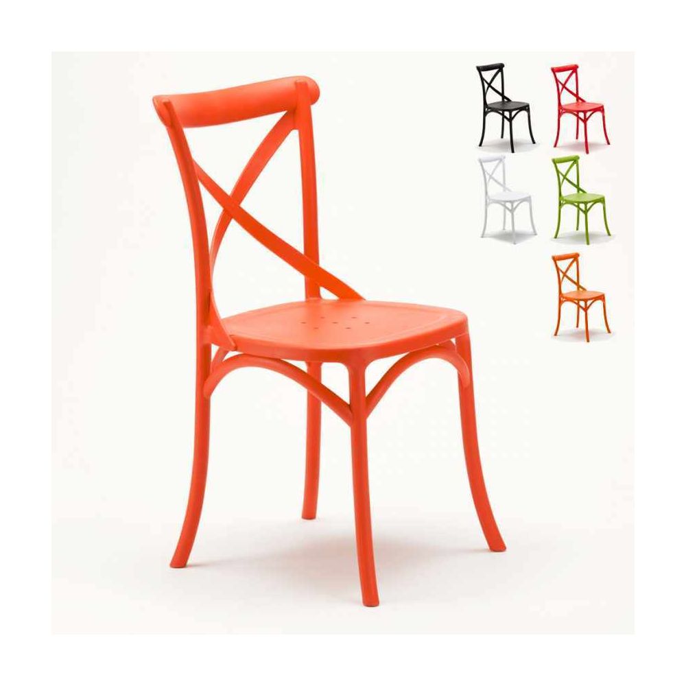 Ahd Amazing Home Design - Chaise de cuisine et restaurant en polypropylène Vintage Paesana Cross design, Couleur: Orange - Chaises
