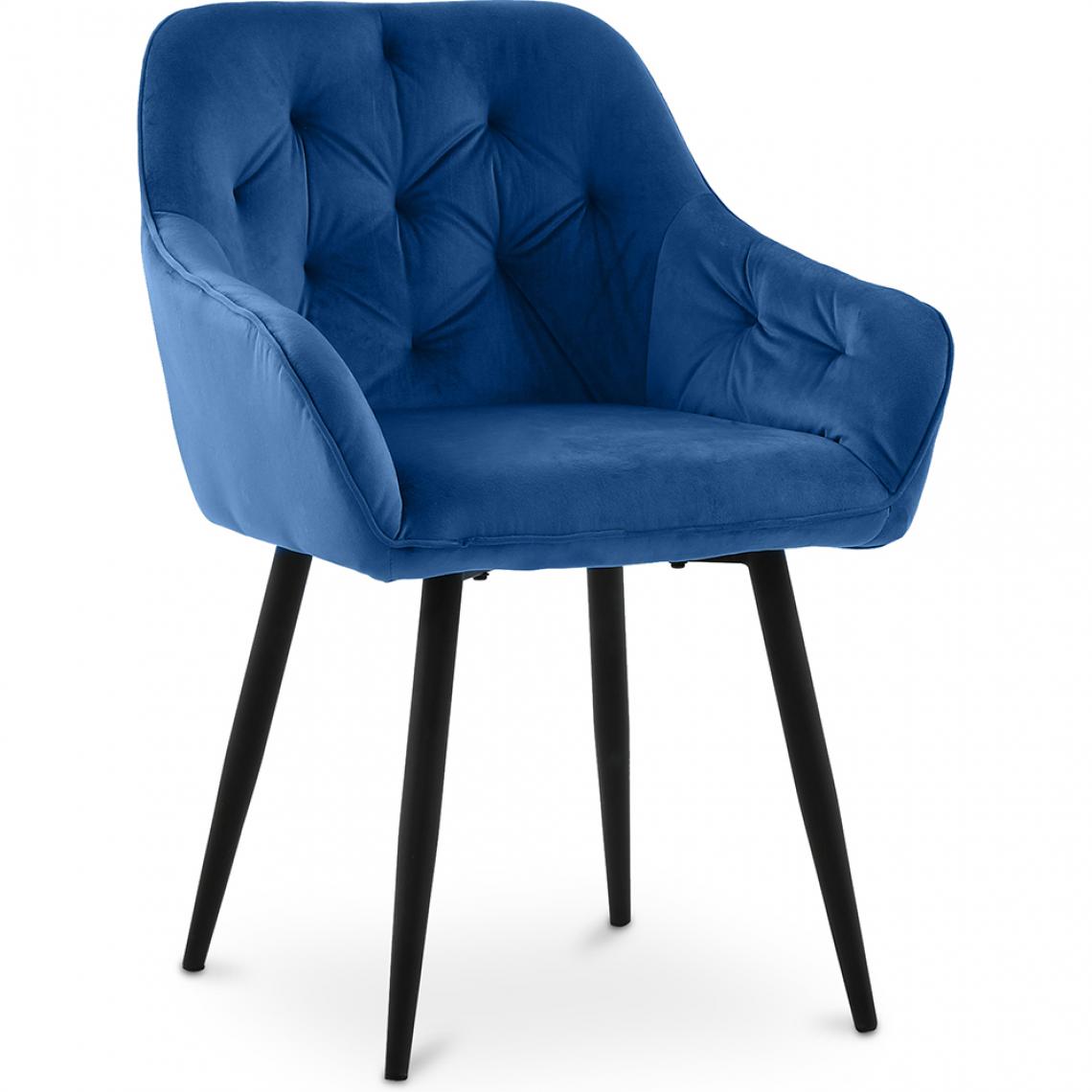 Iconik Interior - Chaise à manger accent velours tapissée scandi retro design sombre - Alene - Chaises