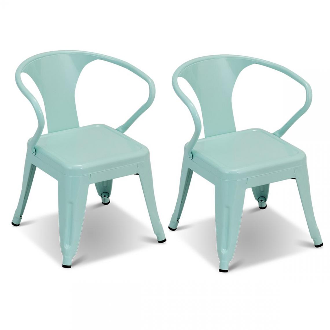 Decoshop26 - Lot de 2 chaises pour enfant de style rétro 44 x 44 x 55 cm en acier bleu 20_0000739 - Chaises