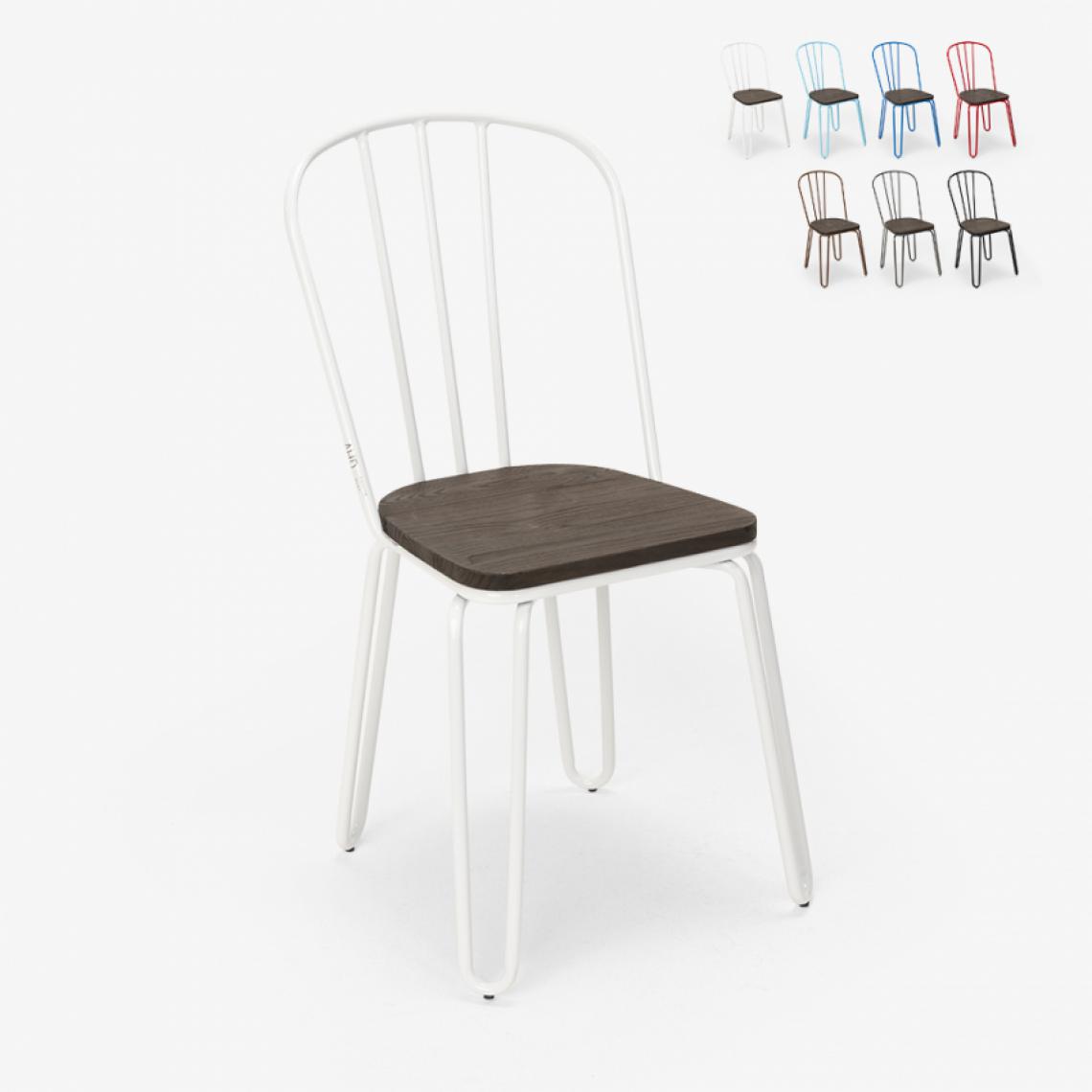 Ahd Amazing Home Design - Chaises industrielles en acier Tolix pour bar et cuisine design Ferrum, Couleur: Blanc - Chaises