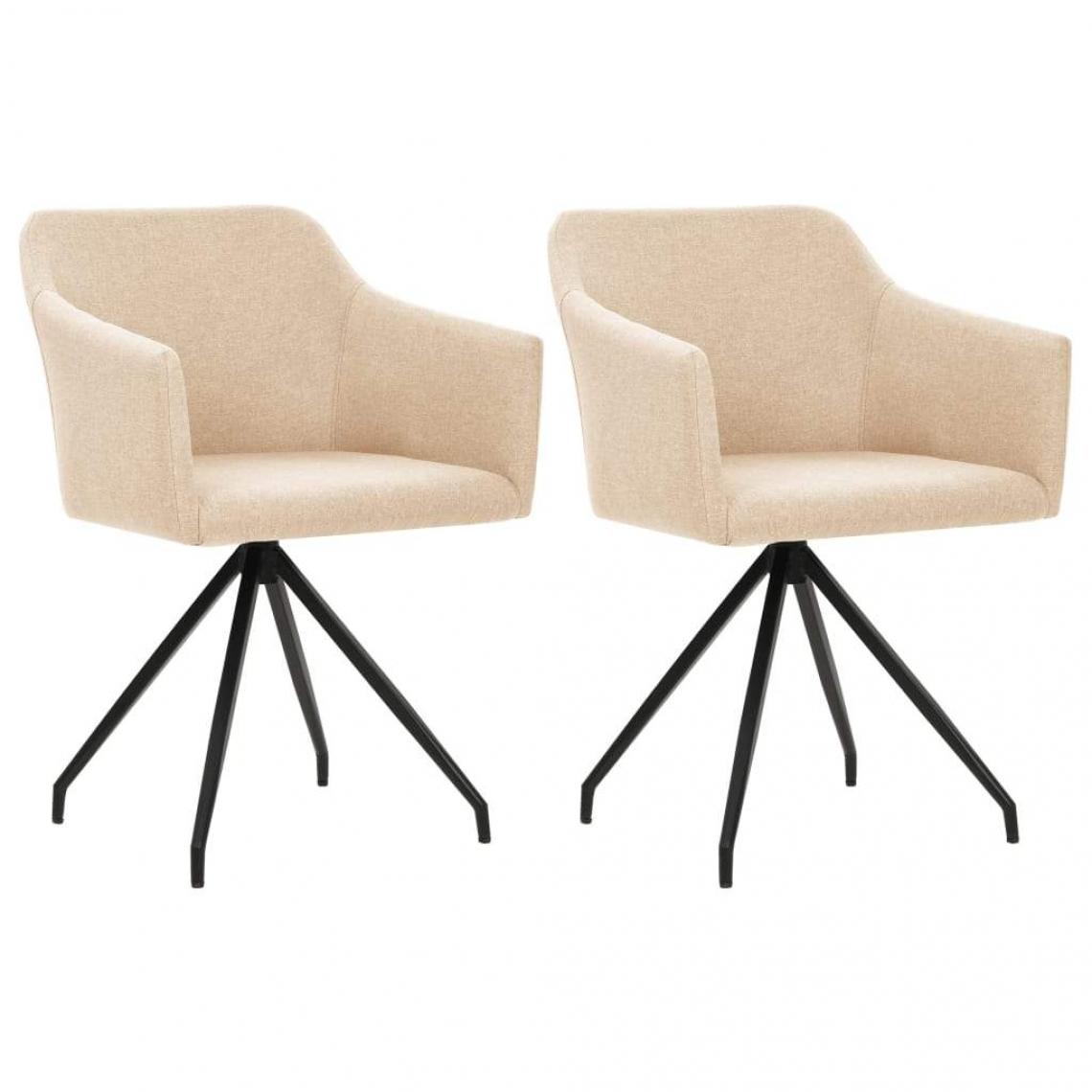 Decoshop26 - Lot de 2 chaises de salle à manger cuisine design moderne tissu crème CDS020430 - Chaises