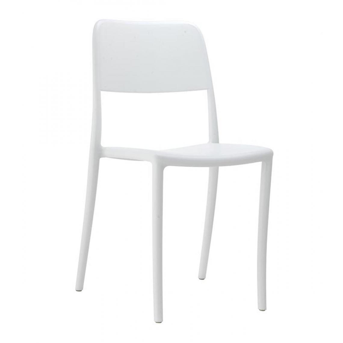 Pegane - Lot de 4 chaises en polypropylène coloris blanc - Longueur 52,5 x Largeur 45 x hauteur 83 x hauteur assise. 46 cm - Chaises