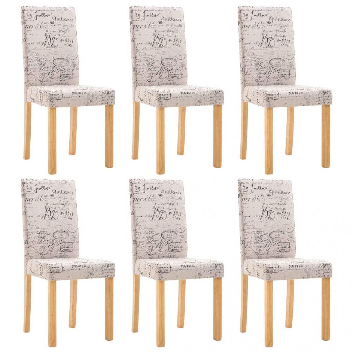Decoshop26 - Lot de 6 chaises de salle à manger cuisine design moderne tissu crème CDS022373 - Chaises
