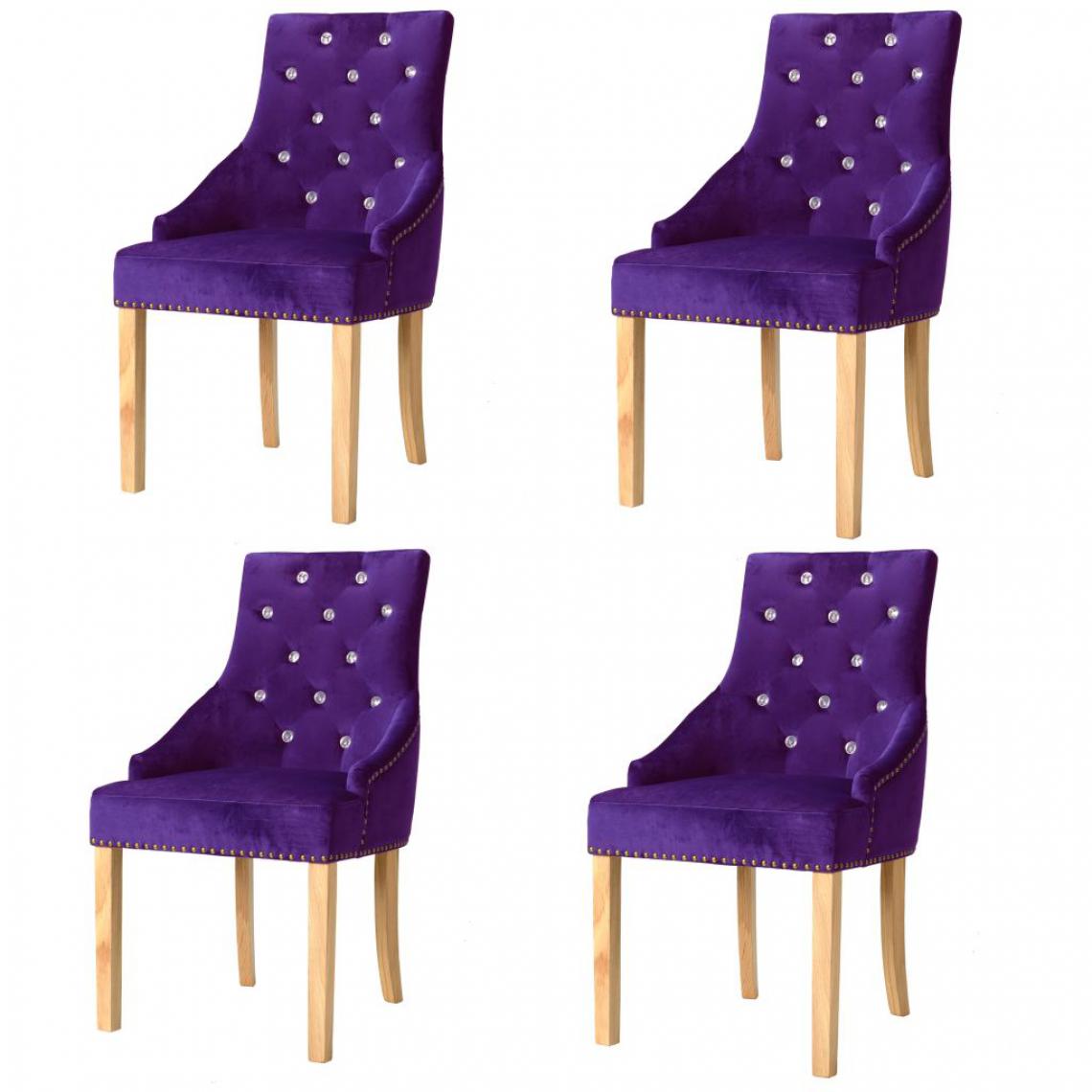 Vidaxl - vidaXL Chaises de salle à manger 4 pcs Violet Chêne massif et velours - Chaises