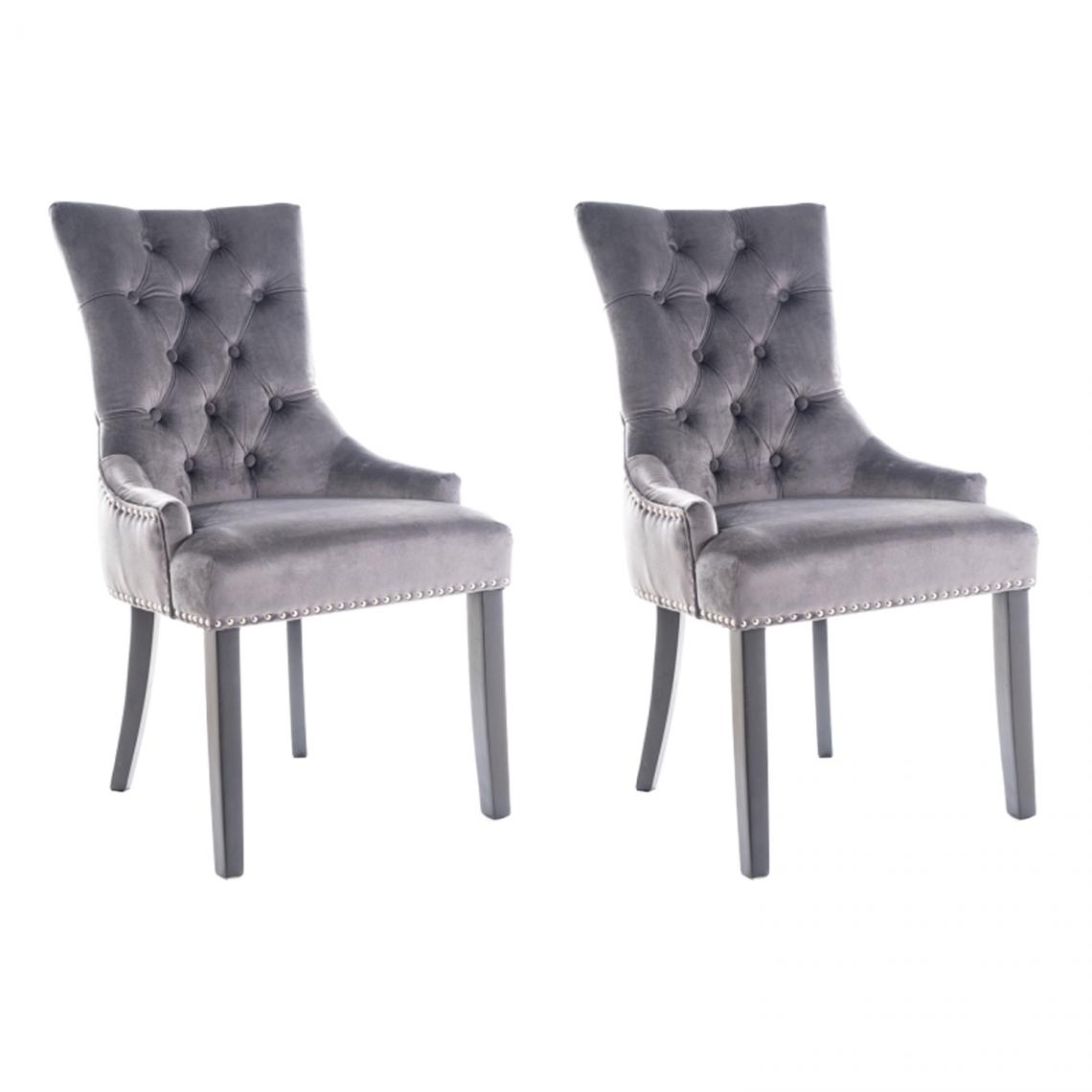 Hucoco - EDWARG - Lot de 2 chaises élégantes - Dimensions 99x55x45 cm - Revêtement en velours - Style glamour - Gris - Chaises