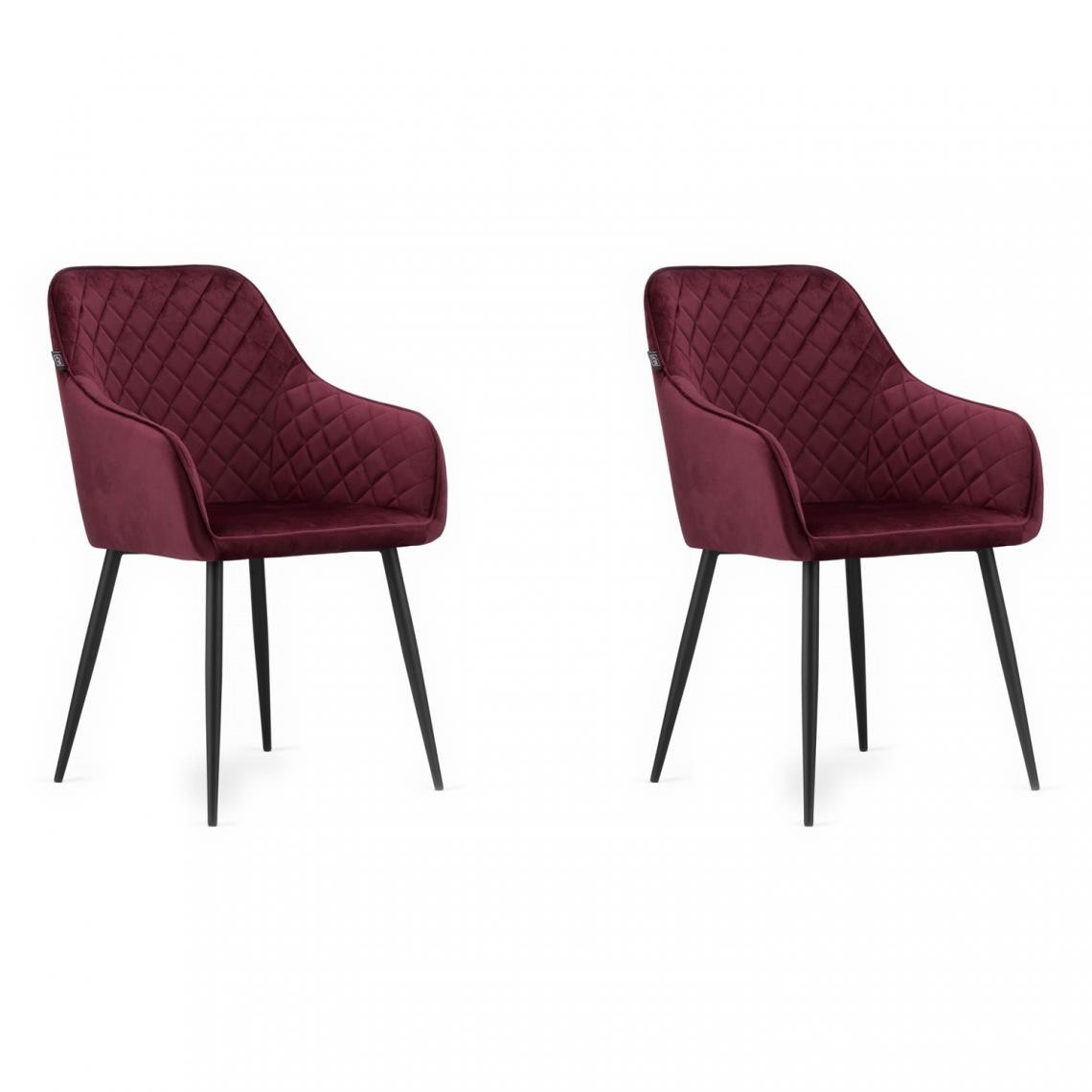 Hucoco - NUGATI - Lot de 2 chaises style glamour salon/cuisine/salle à manger - 91x58x54.5 cm - Fauteuil de table en velours - Rouge - Chaises