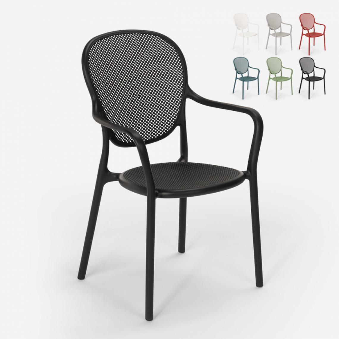 Ahd Amazing Home Design - Chaise design moderne pour restaurant bar cuisine extérieure en polypropylène Clara, Couleur: Noir - Chaises