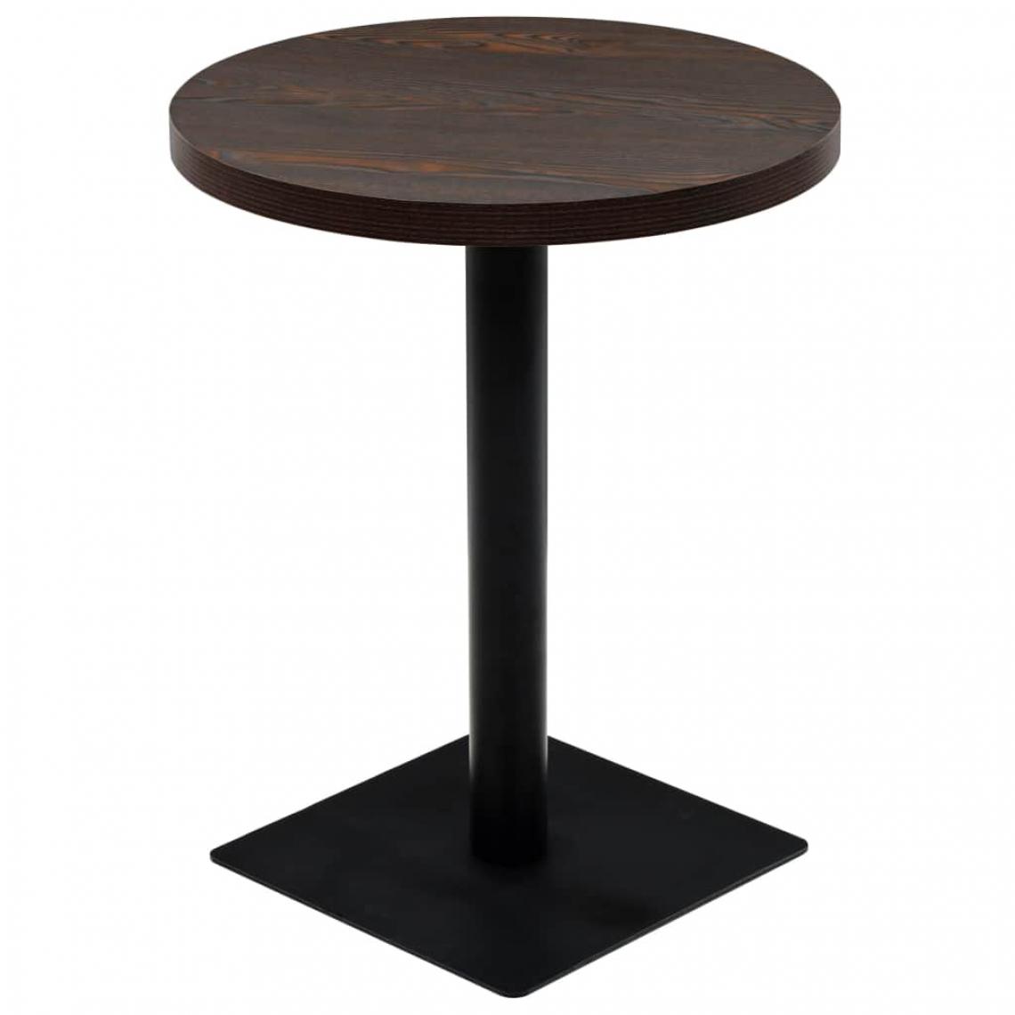 Chunhelife - Table de bistro MDF et acier Rond 60 x 75 cm Frêne foncé - Tables à manger