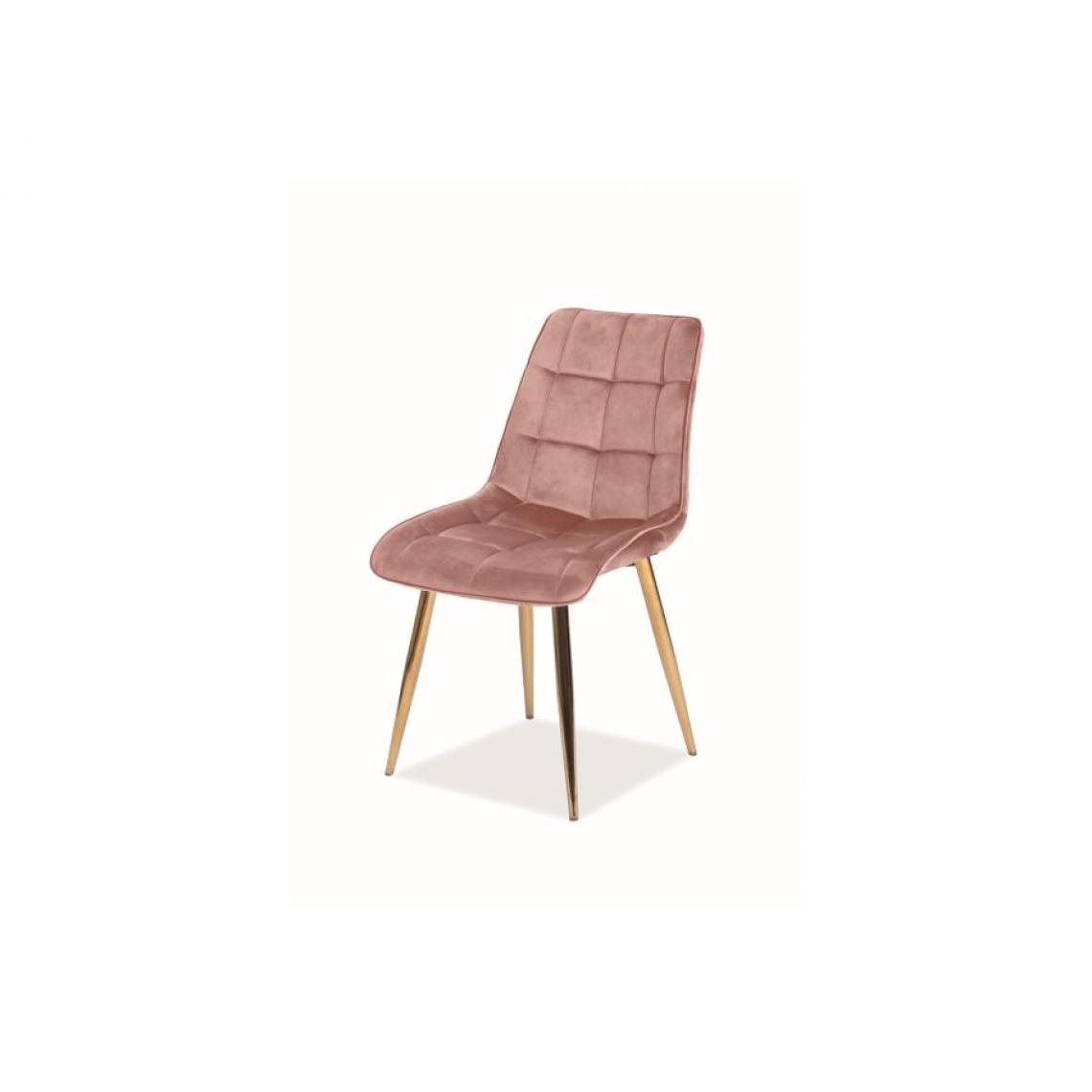 Hucoco - MASI | Chaise moderne matelassé pour salon | Dimensions : 89x51x44 cm | Rembourrage en velours | Dossier matelassé - Rose - Chaises