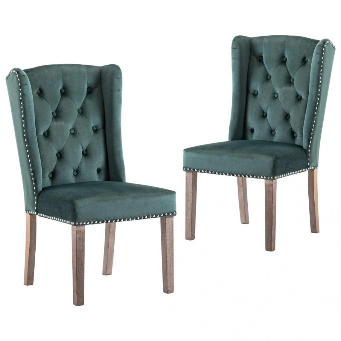 Decoshop26 - Lot de 2 chaises de salle à manger cuisine design classique velours vert foncé CDS021087 - Chaises