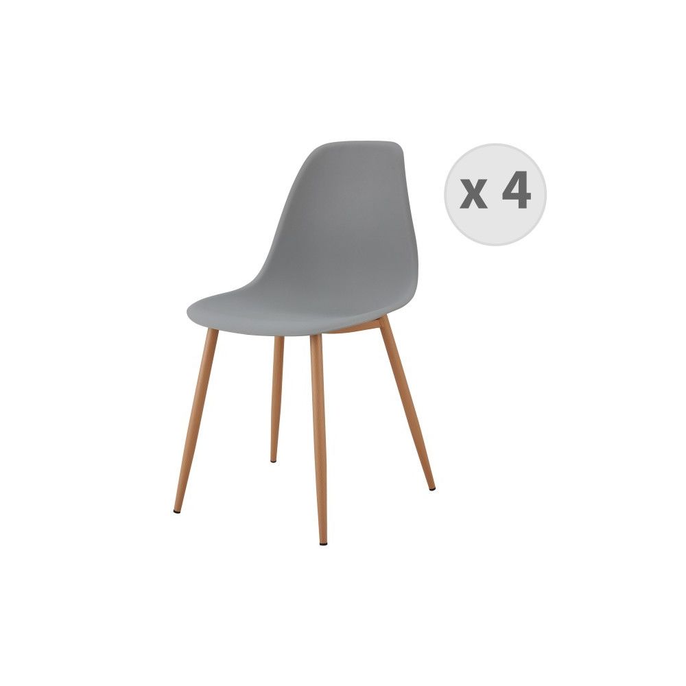 Moloo - ESTER-Chaises scandinaves gris pieds métal bois (X4) - Chaises