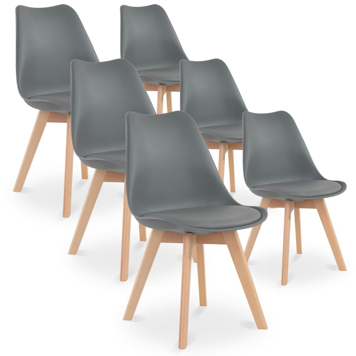 marque generique - Lot de 6 chaises style scandinave Catherina Gris - Chaises