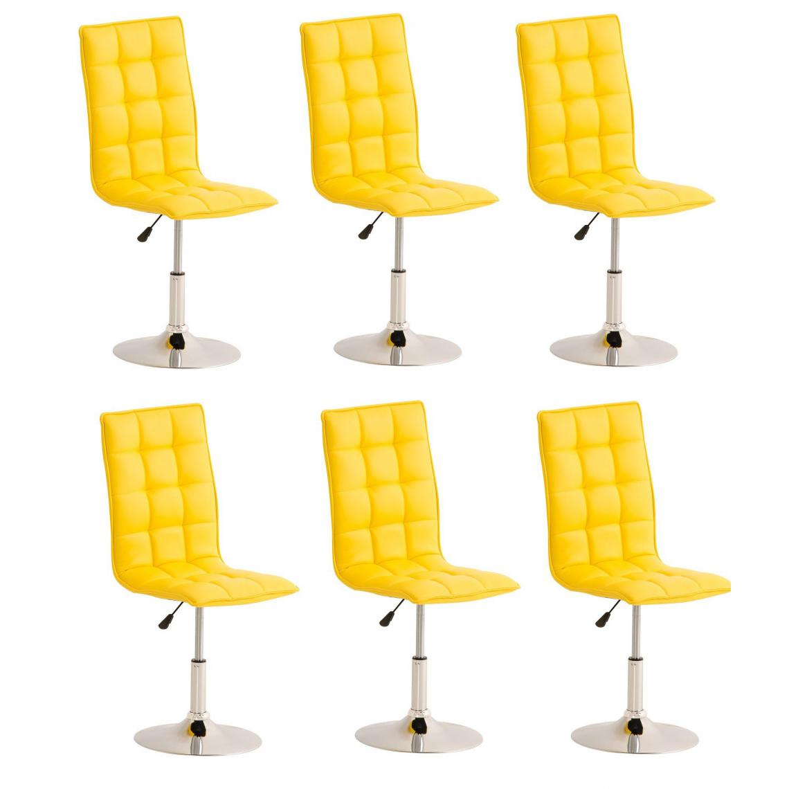 Decoshop26 - Lot de 6 chaises de salle à manger hauteur réglable en simili-cuir jaune CDS10226 - Chaises