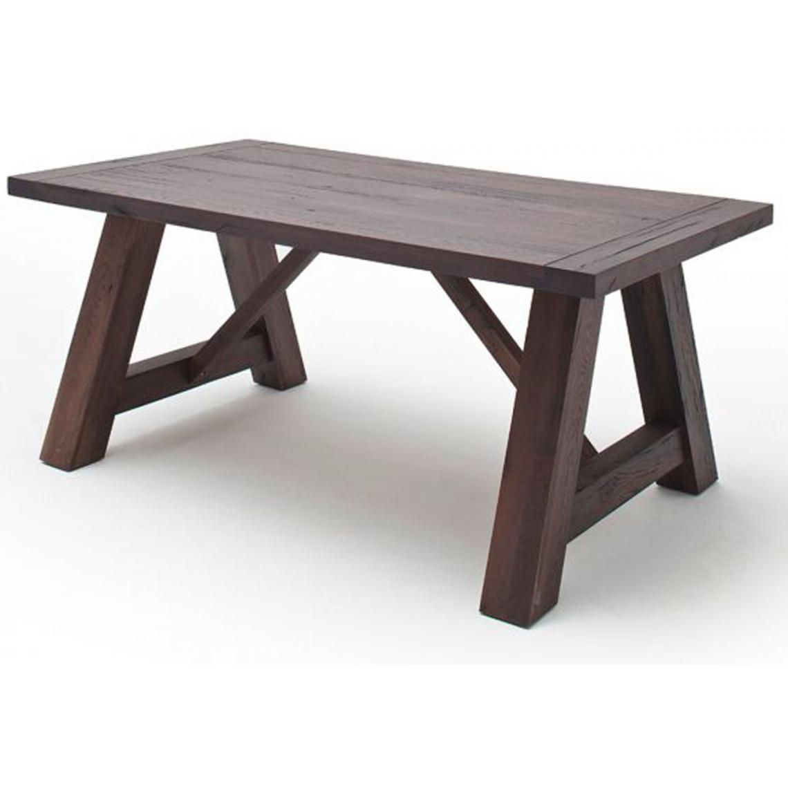 Pegane - Table à manger en chêne massif vieilli laqué mat - L.260 x H.76 x P.100 cm -PEGANE- - Tables à manger