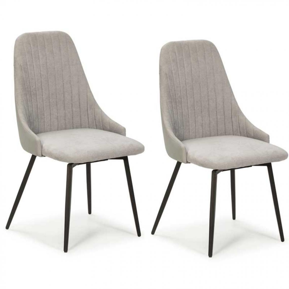 Tousmesmeubles - Duo de chaises pivotantes Simili Cuir/Tissu Gris - LEMA - Chaises