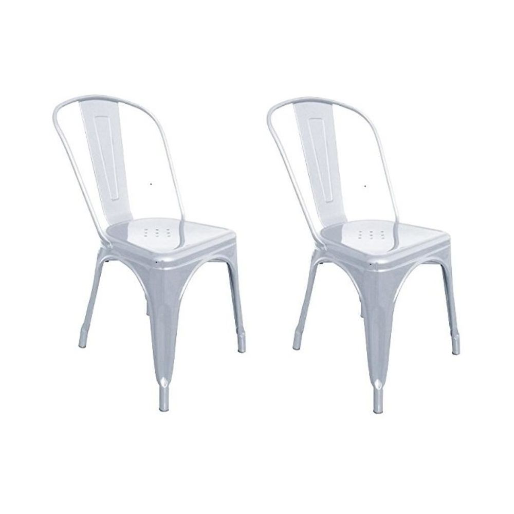 Helloshop26 - 2 chaises de cuisine salon salle à manger design métal gris clair 1909020 - Chaises